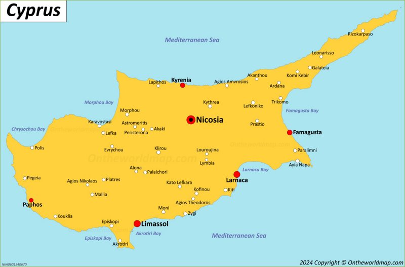 Map of Cities in Cyprus