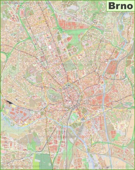 Detailed map of Brno