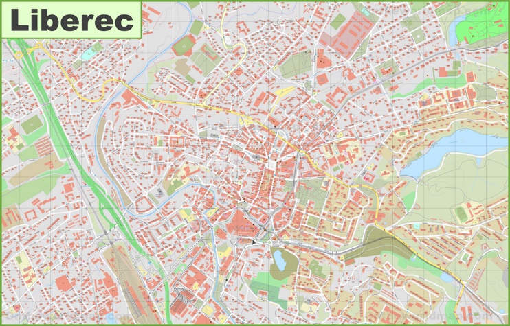 Detailed map of Liberec