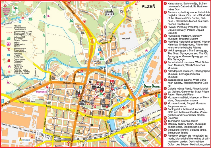 Plzeň tourist map