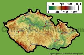 Physical map of Czech Republic