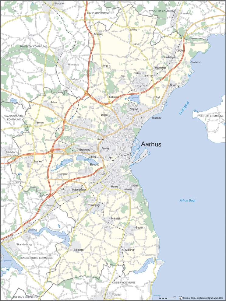 Map of surroundings of Aarhus