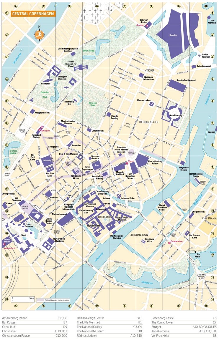 Tourist map of Copenhagen city centre