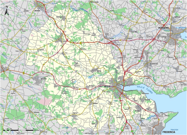 Map of surroundings of Vejle