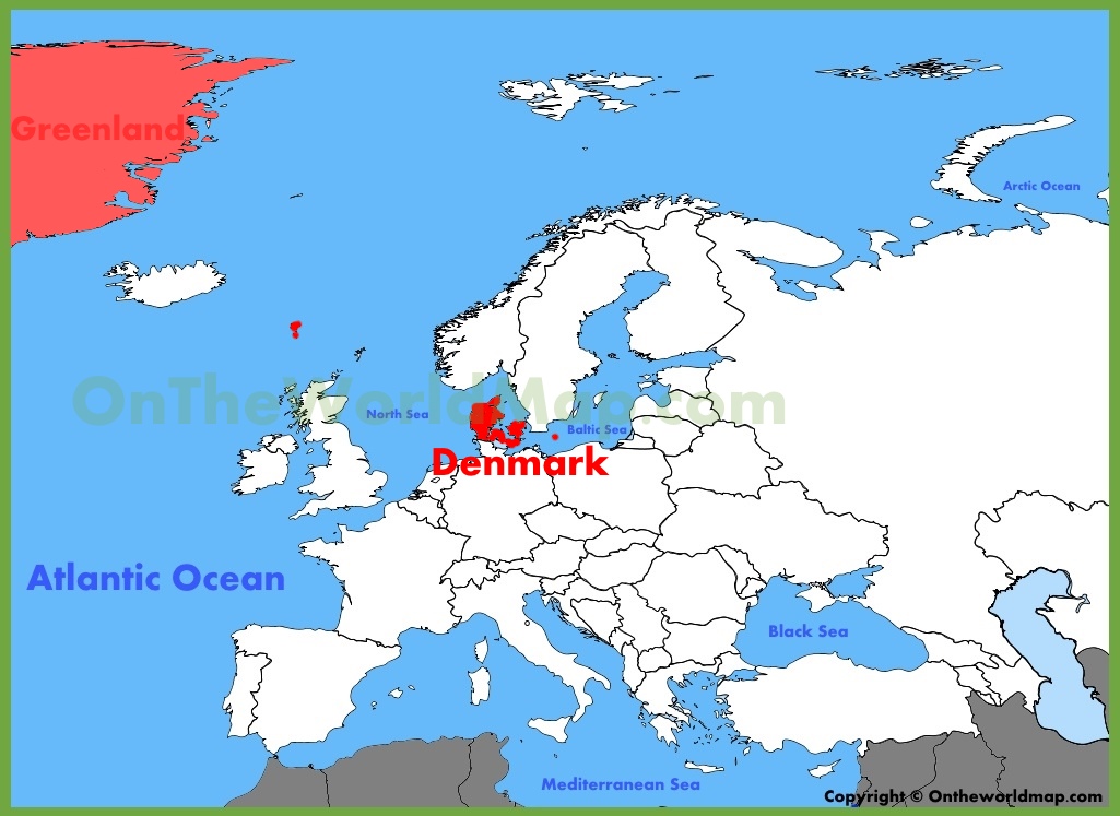 Denmark location on the Europe map