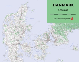 Large detailed map of Denmark with cities and towns