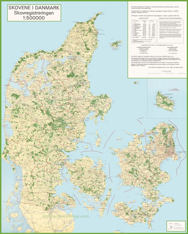 Topographical map of Denmark