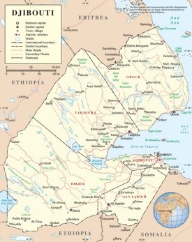 Djibouti political map