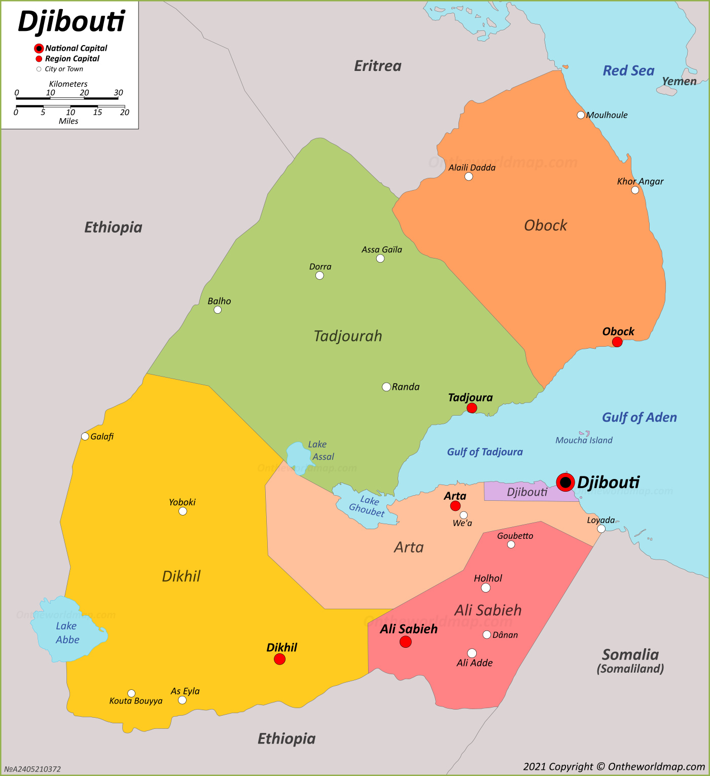 Detailed Map Of Djibouti   Map Of Djibouti 