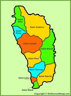 Administrative map of Dominica