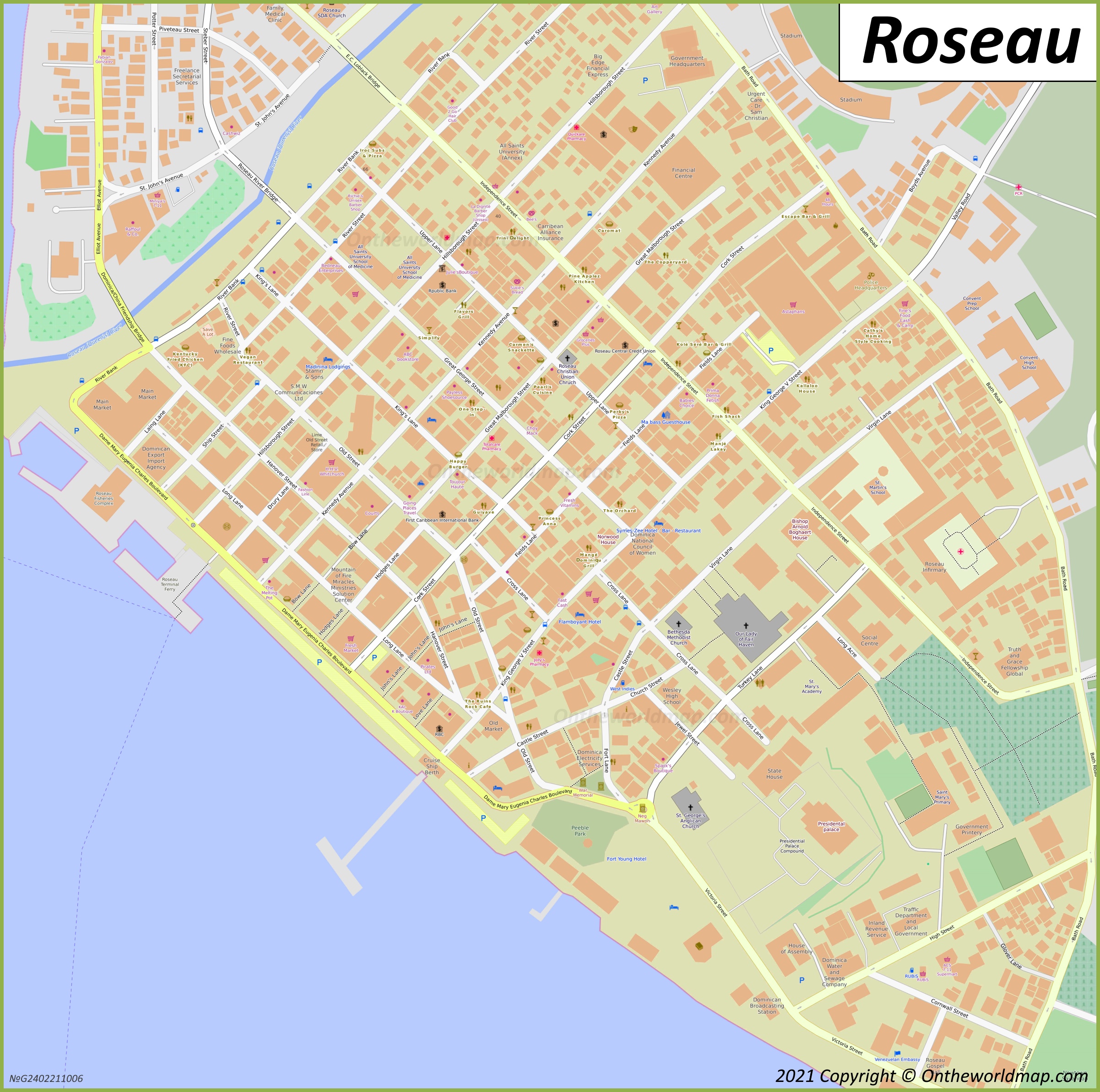 Roseau City Center Map
