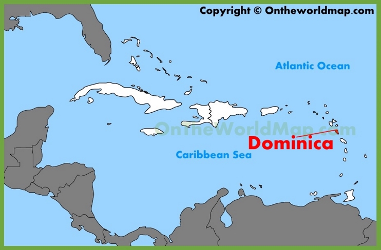 Dominica location on the Caribbean map