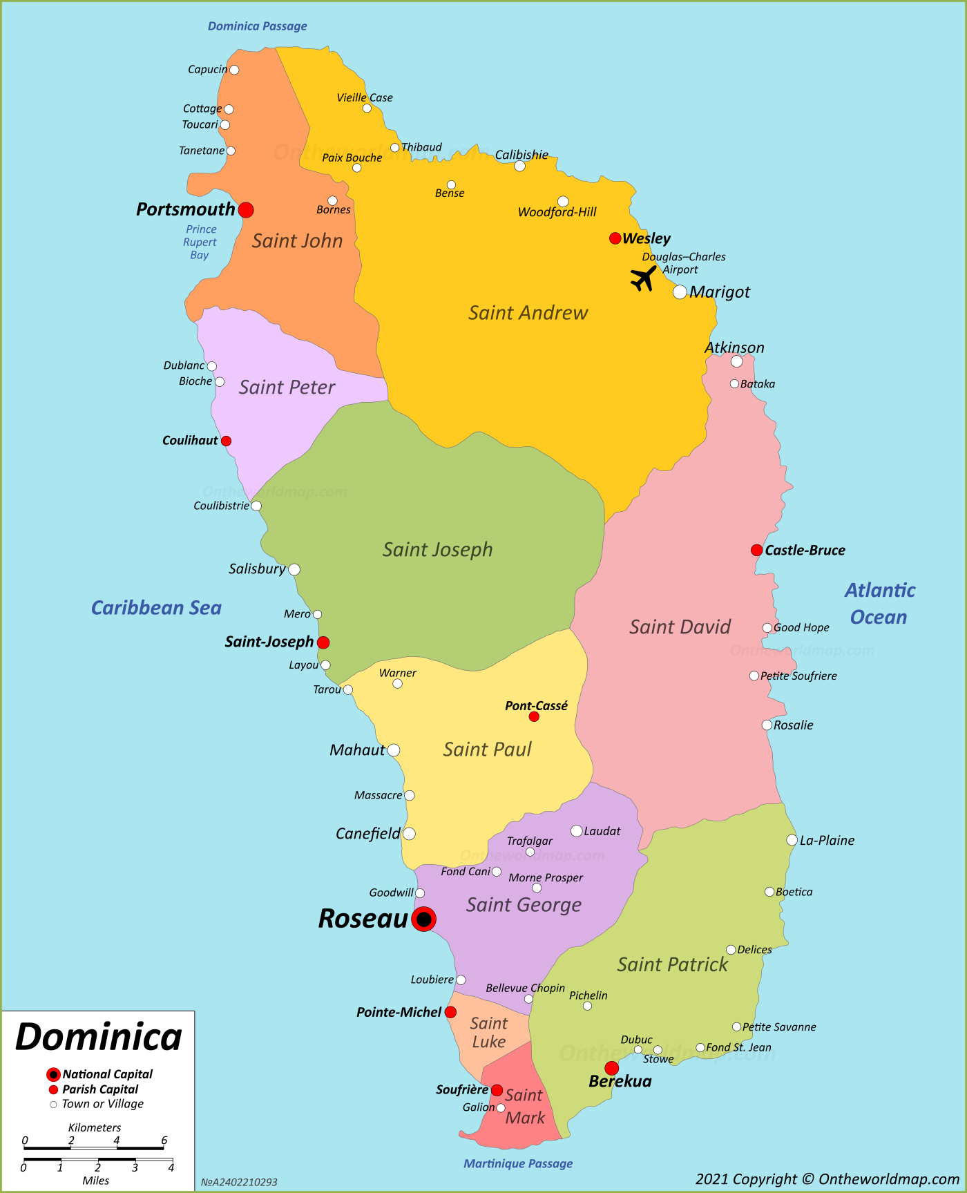 Map Of Dominica With Villages Dominica Map | Maps Of Commonwealth Of Dominica