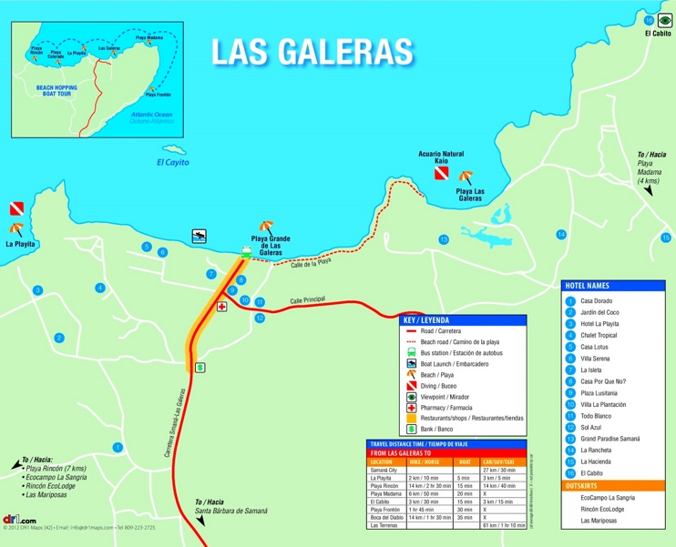 Las Galeras hotel map