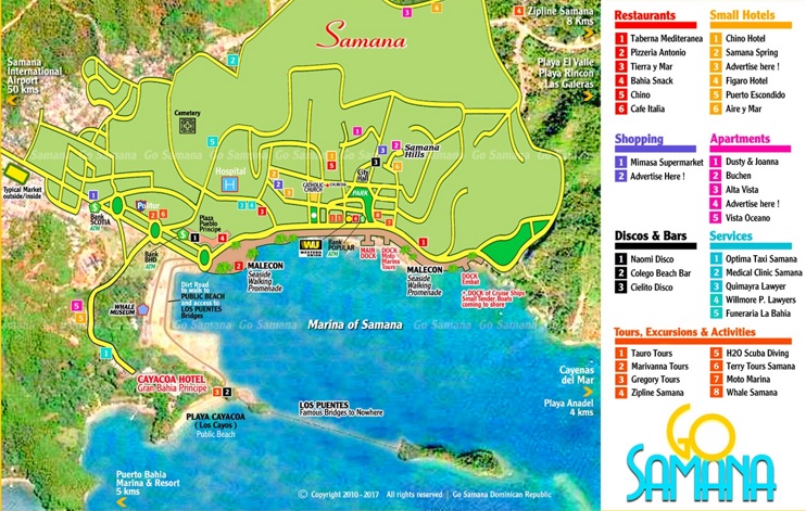 Samaná town tourist map