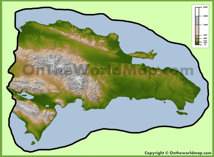 Mapa fisico de República Dominicana