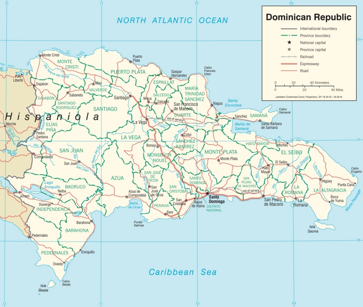 Mapa de carreteras de República Dominicana