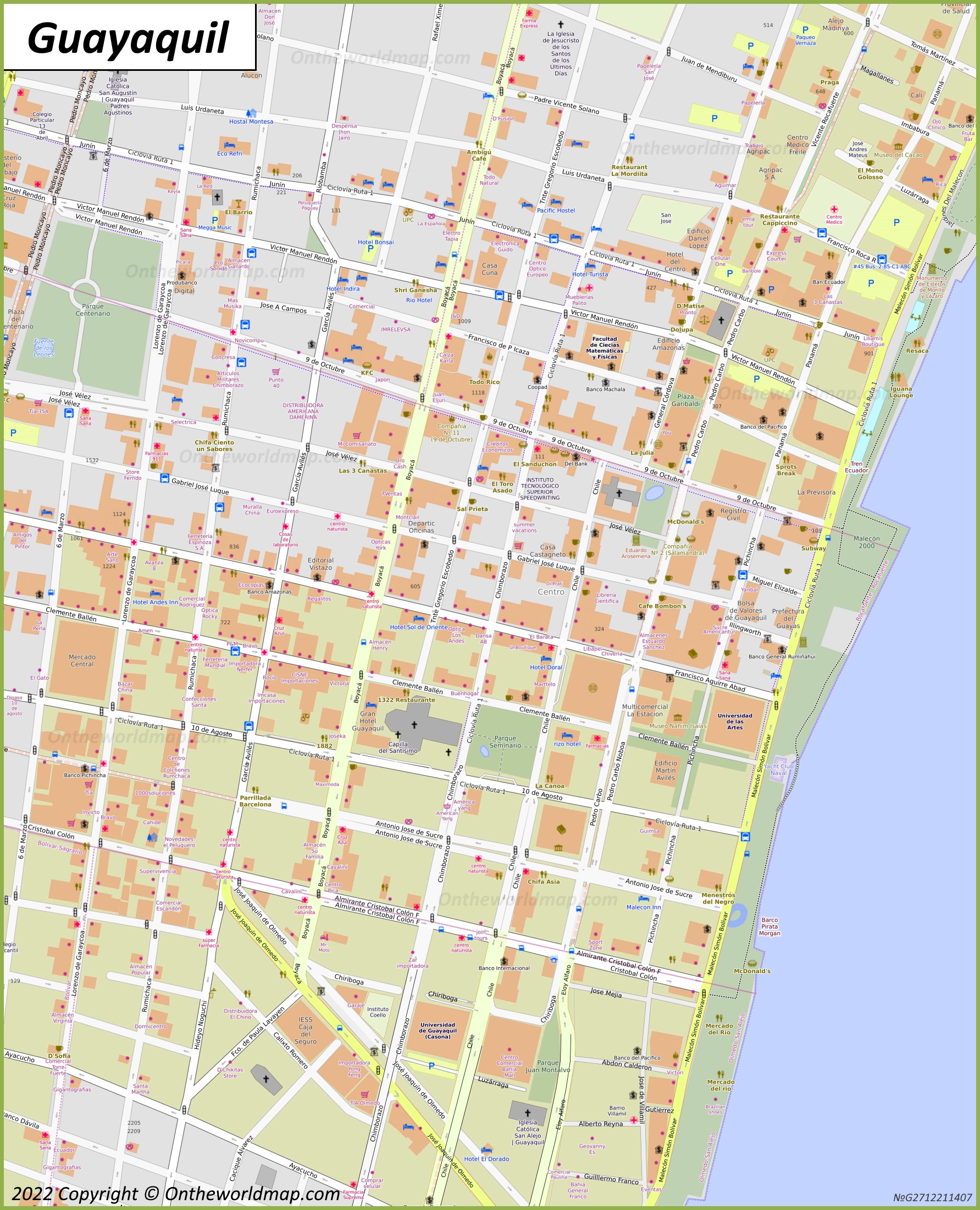 Mapa de Guayaquil | Ecuador | Mapas Detallados de Santiago de Guayaquil