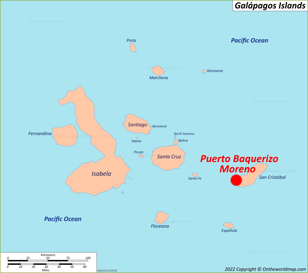 Puerto Baquerizo Moreno en el mapa de Ecuador