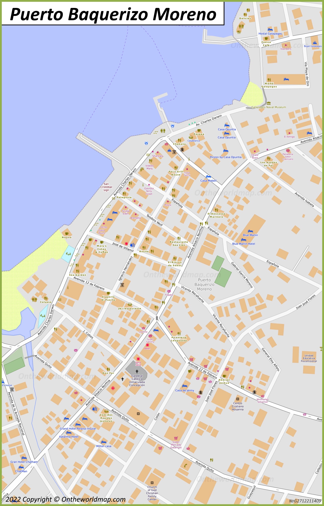 Puerto Baquerizo Moreno Town Centre Map