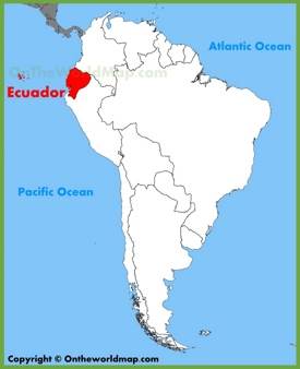 Ecuador en el mapa de America del Sur