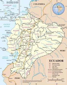 Mapa de carreteras de Ecuador