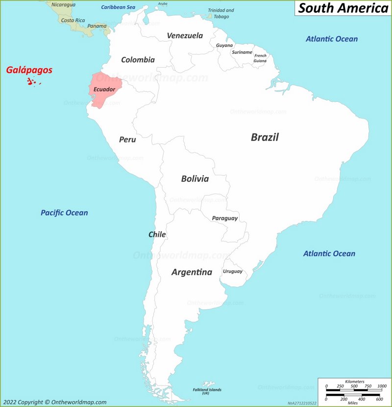 Galápagos Location On The South America Map