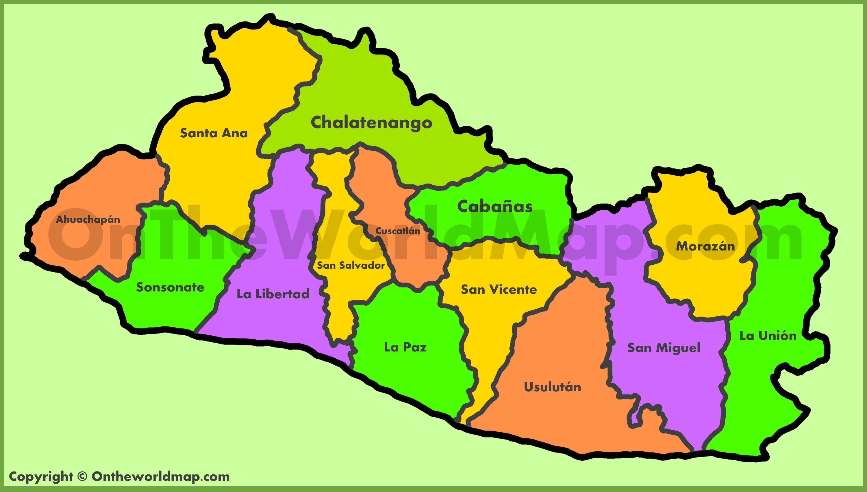 Mapa Departamentos De El Salvador