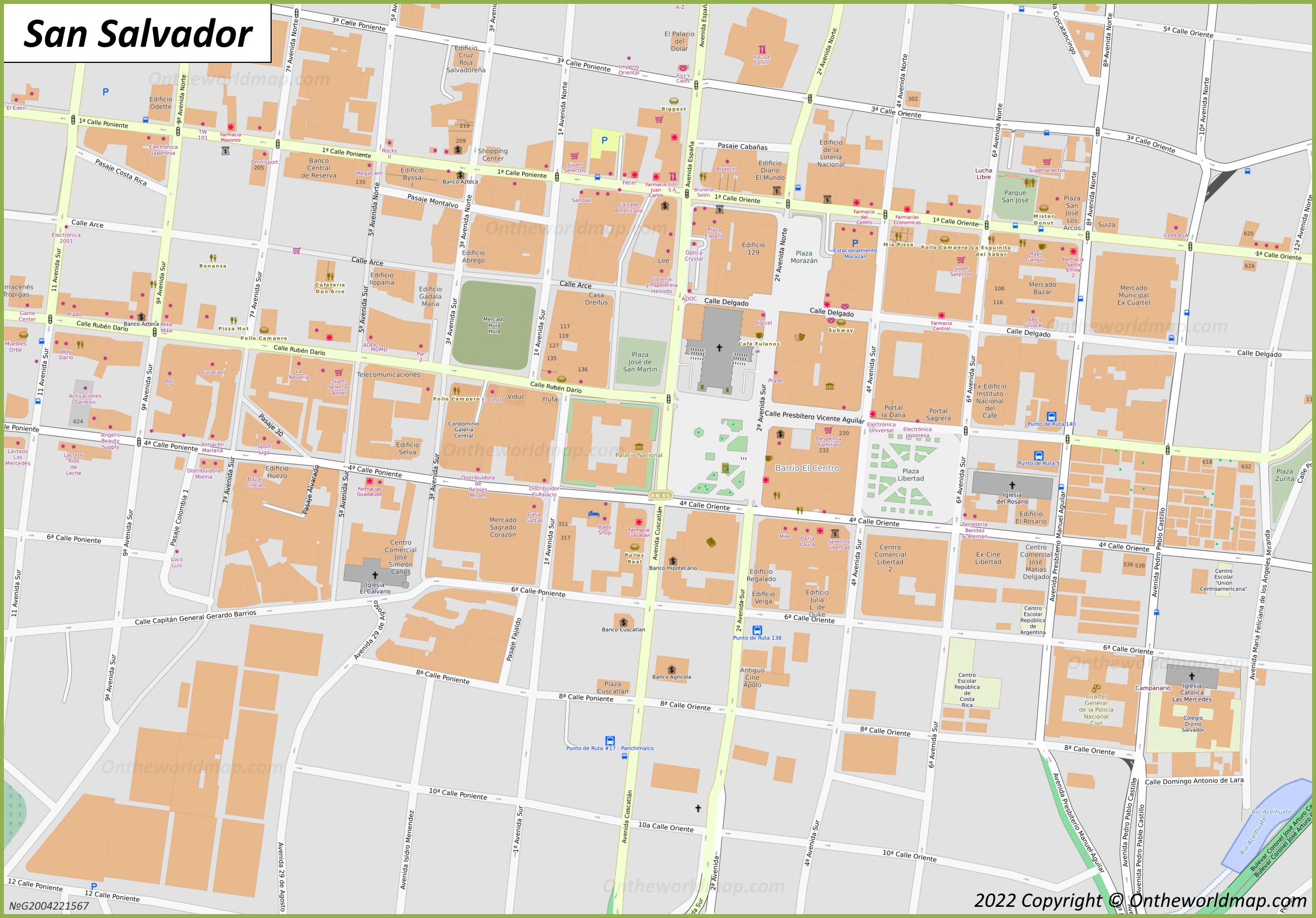 San Salvador City Centre Map