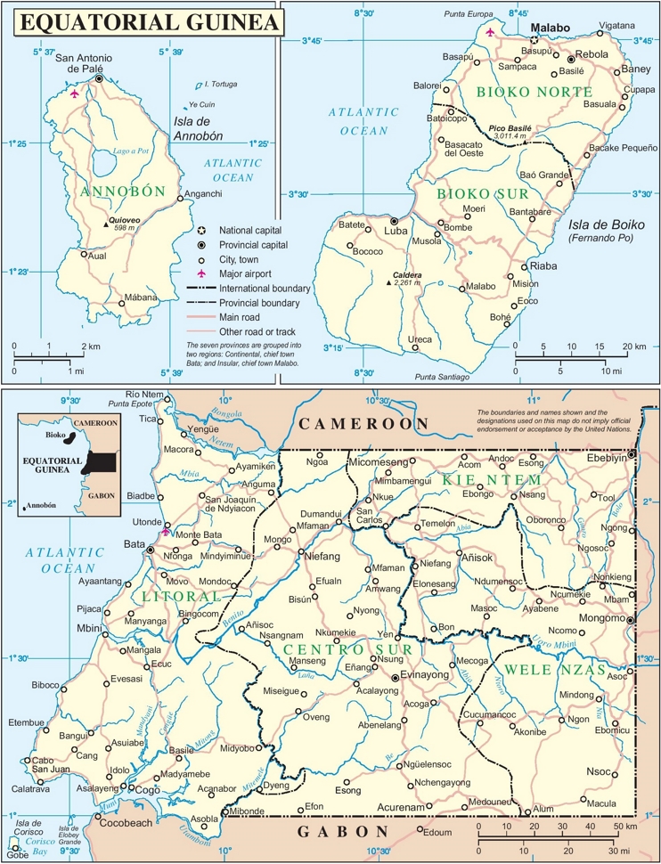 Political map of Equatorial Guinea