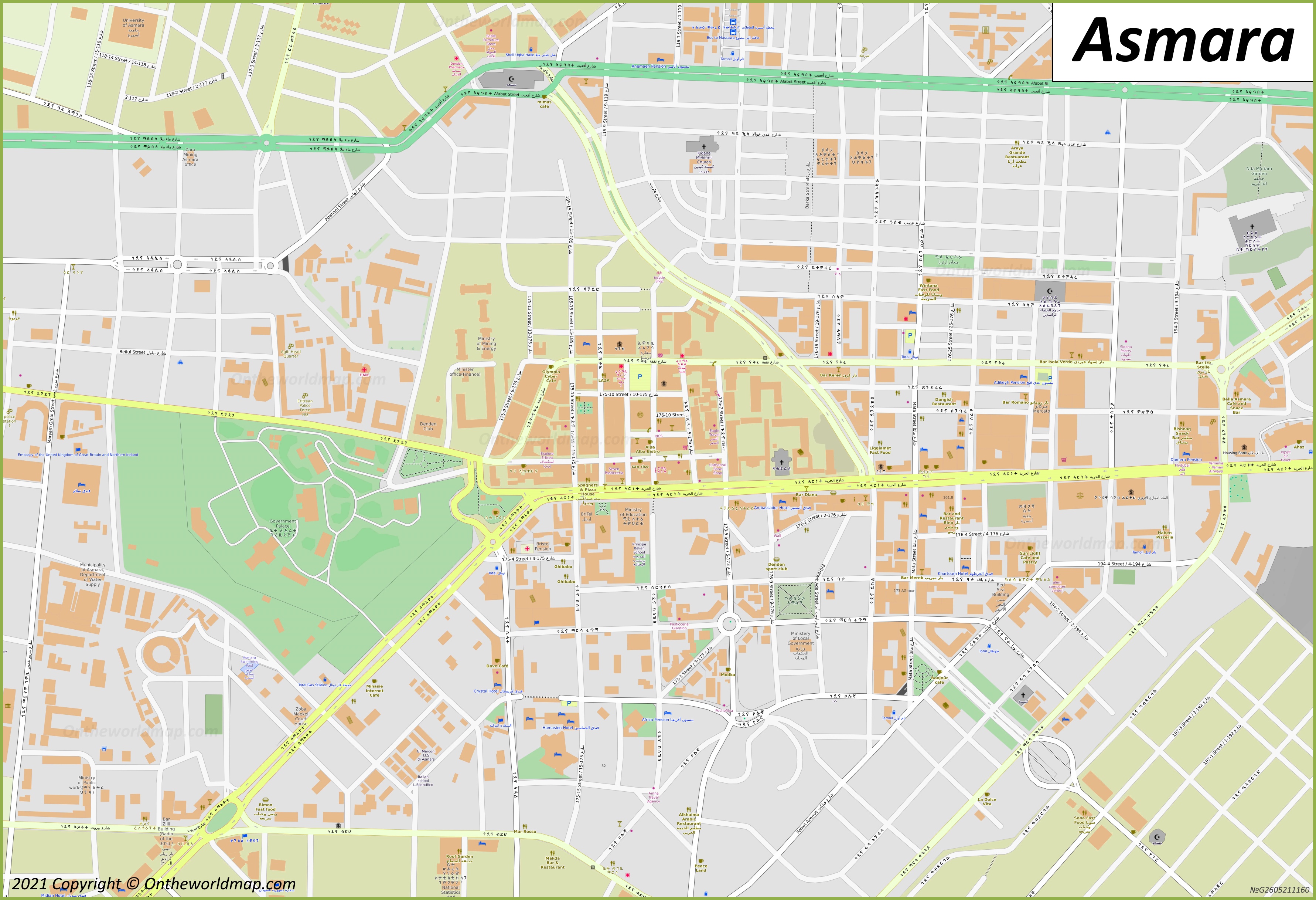 Asmara City Center Map