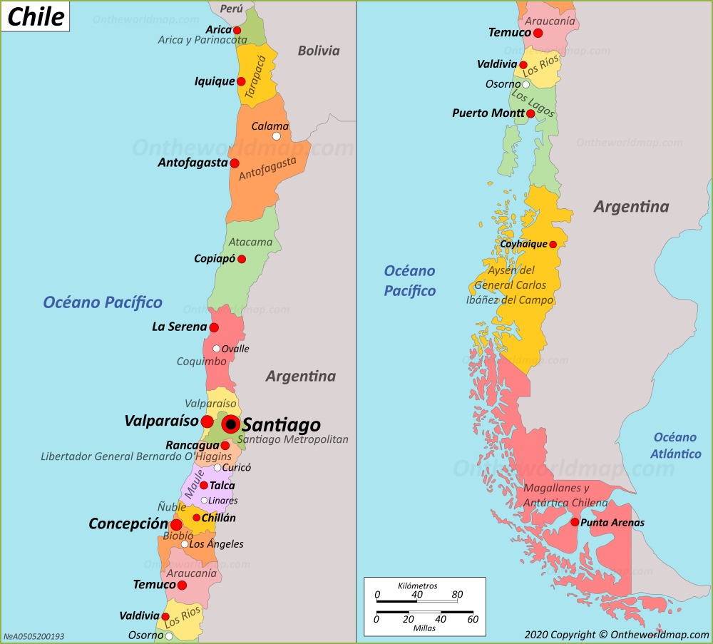 Mapa De Chile Y Sus Principales Ciudades - kulturaupice