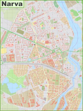 Large detailed map of Narva