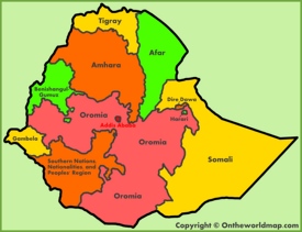 Administrative map of Ethiopia