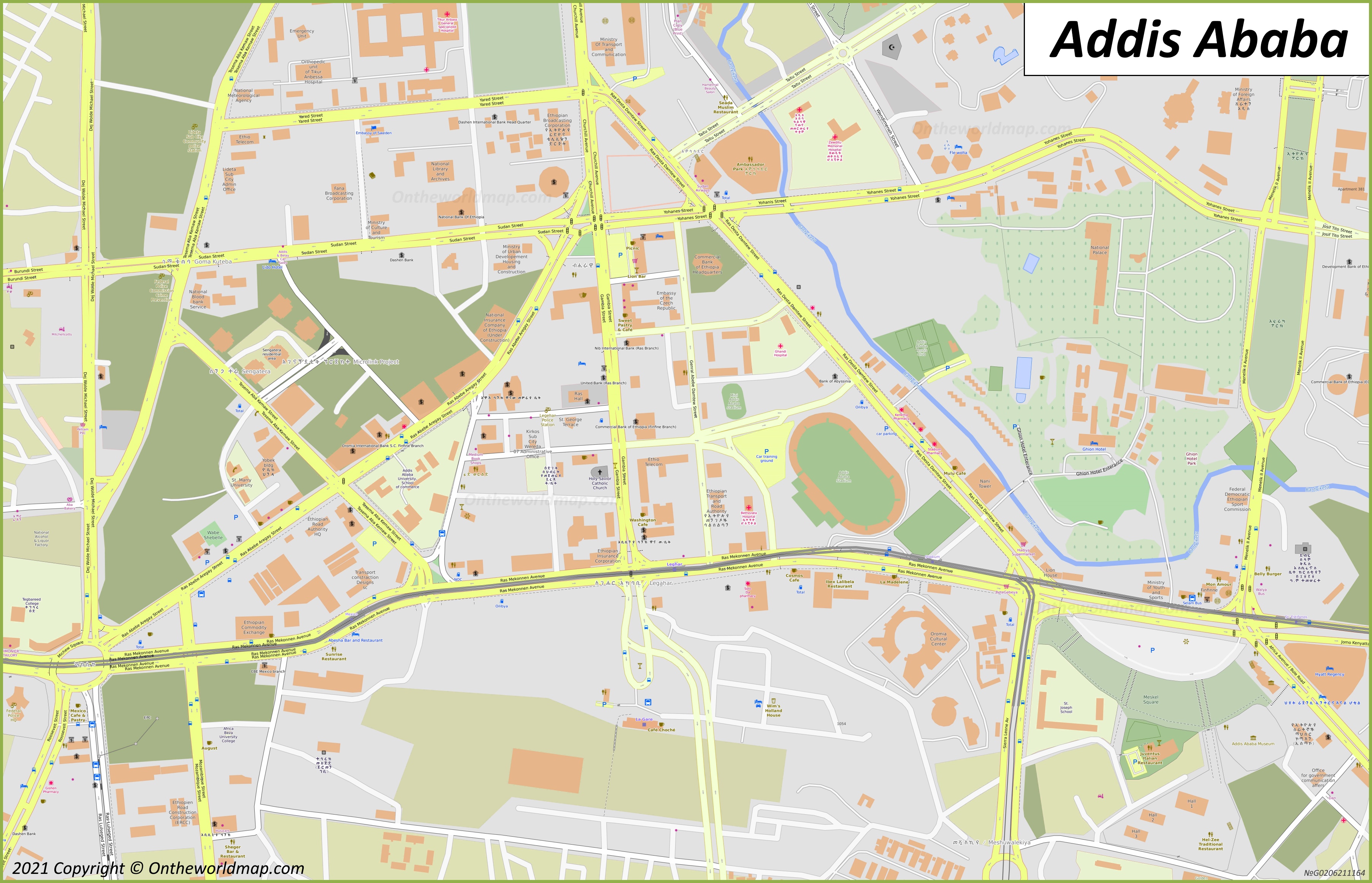 Addis Ababa City Center Map