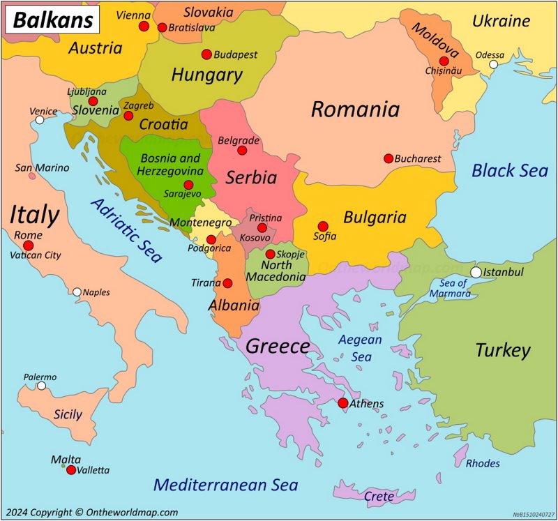 Map of the Balkans