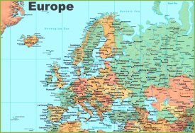 Mappa dell'Europa con le città