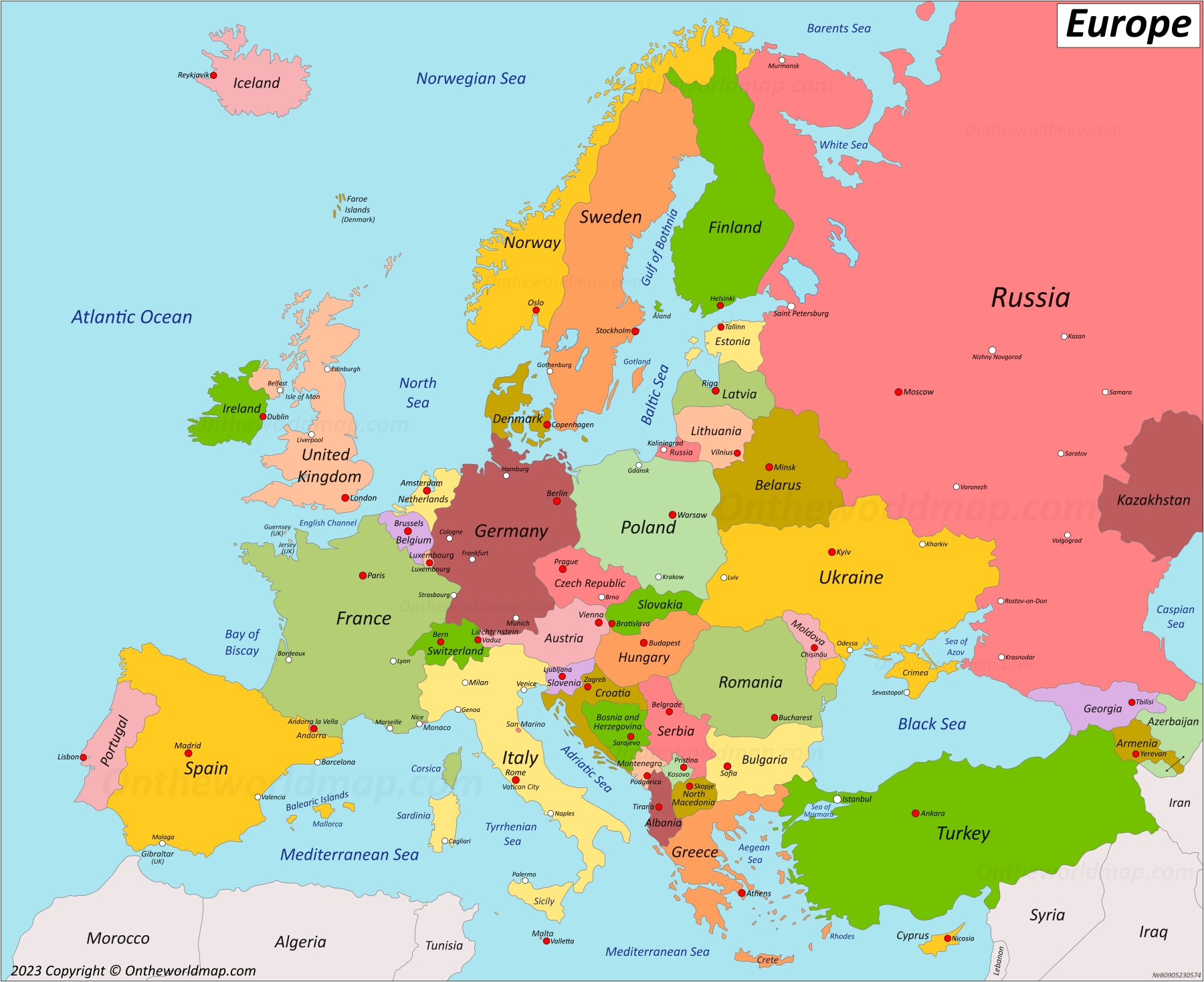 political map of europe and asia