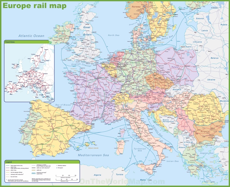 Mapa Tras Kolejowych Europa 