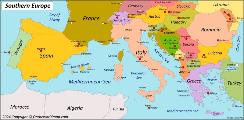 Map of Southern Europe