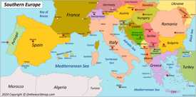 Map of Southern Europe