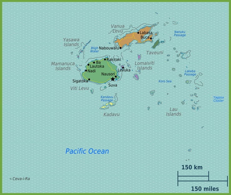 Political map of Fiji