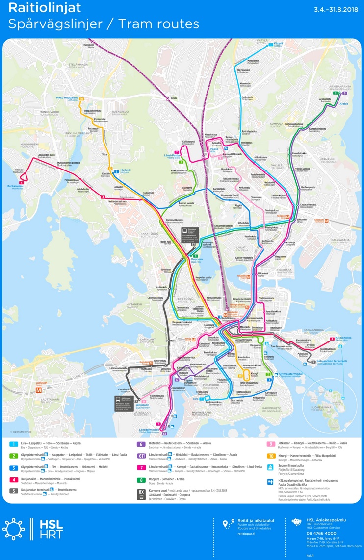 Helsinki tram map
