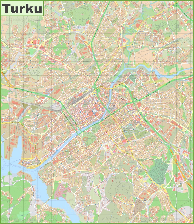 Large detailed map of Turku
