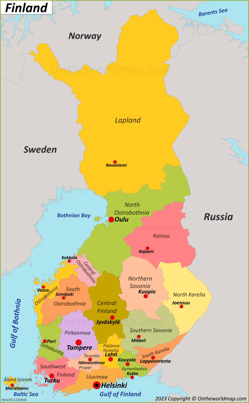 Finland Regions And Capitals Map