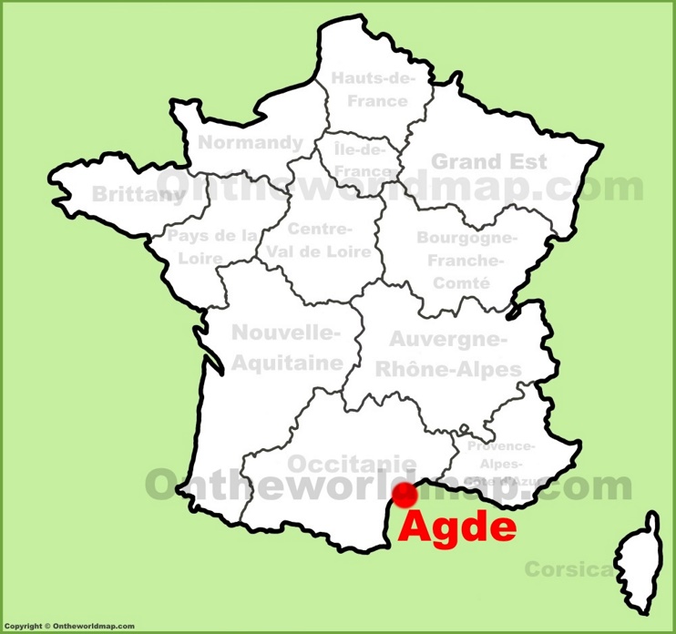 Agde location on the France map