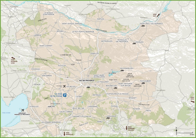 Map of surroundings of Aix-en-Provence