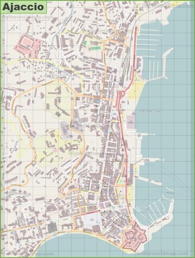 Detailed map of Ajaccio