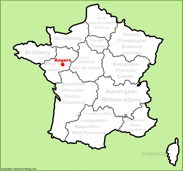 Angers location on the France map
