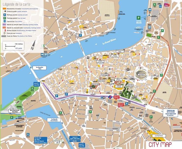 Arles city center map